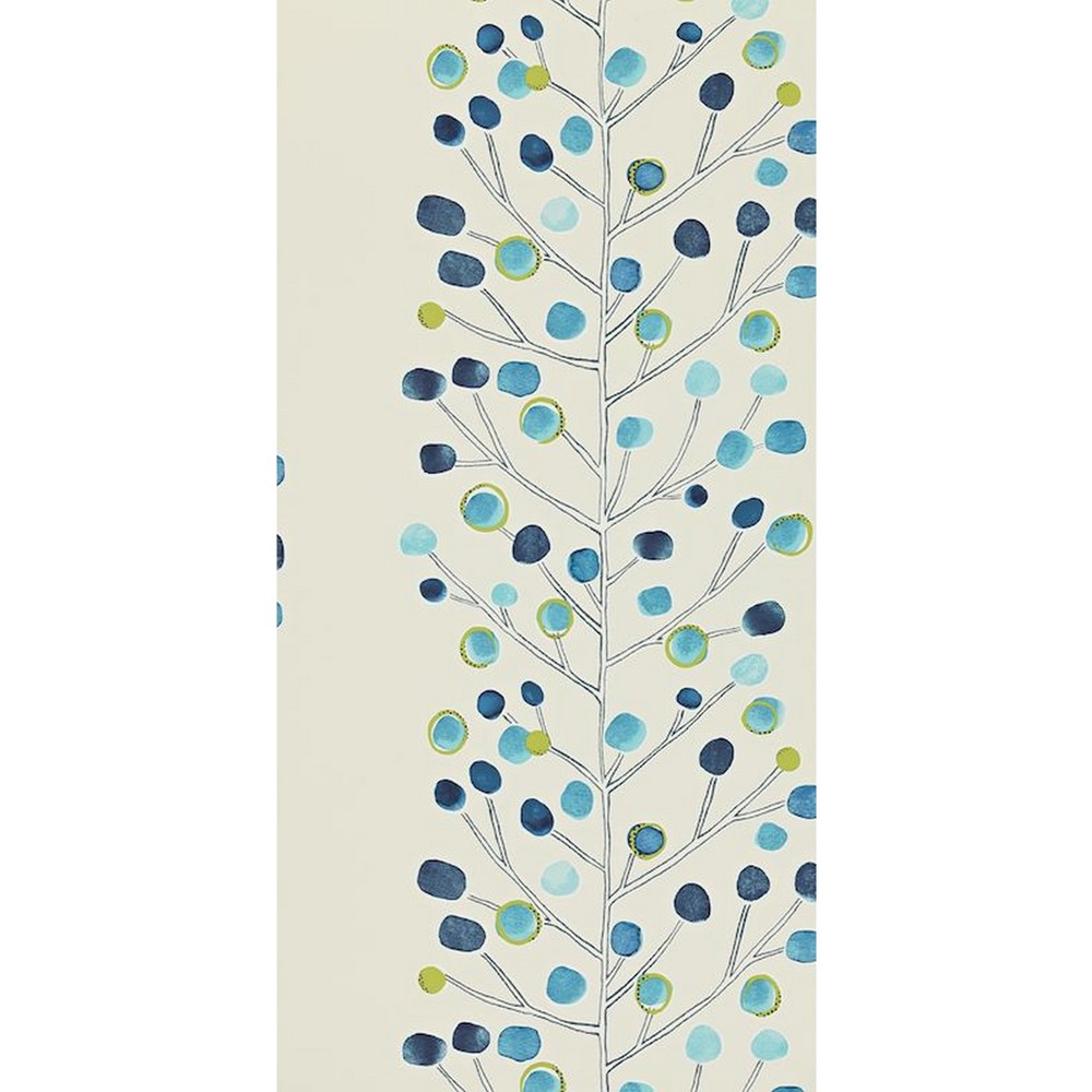 Berry Tree Wallpaper 110205 by Scion in Peacock Powder Blue Lime Neutral